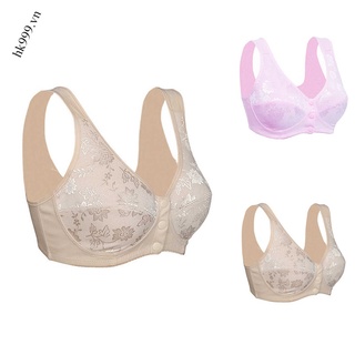 Áo ngực cotton mềm phối ren cài nút trước không gọng cho phụ nữ mang thai