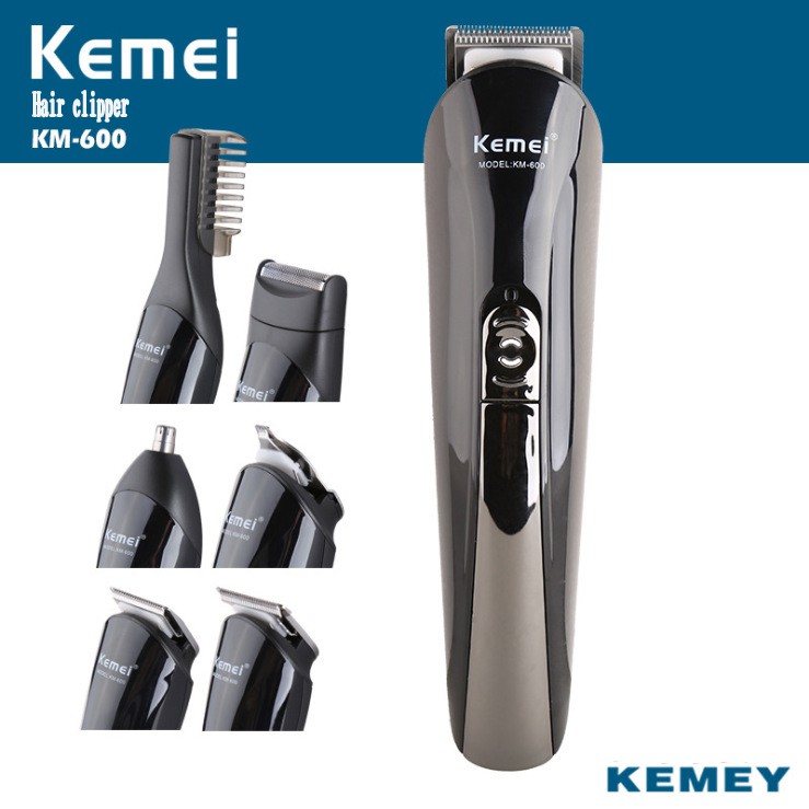 Tông đơ cắt tóc đa năng 11in1 Kemei KM-600 không dây có thể cắt tóc, cạo râu, tỉa lông mũi,... sạc nhanh chỉ 2h - phân p