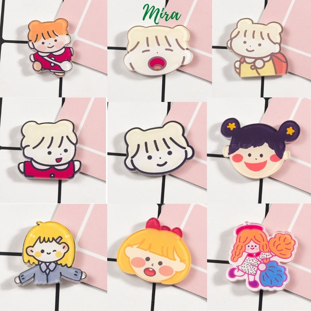 Ghim Cài Huy Hiệu Acrylic  Pin Cài Trang Trí Áo Mũ Nón Túi Xách Ví Cặp Balo Đi Học Cực Cute MIRA-GC00802