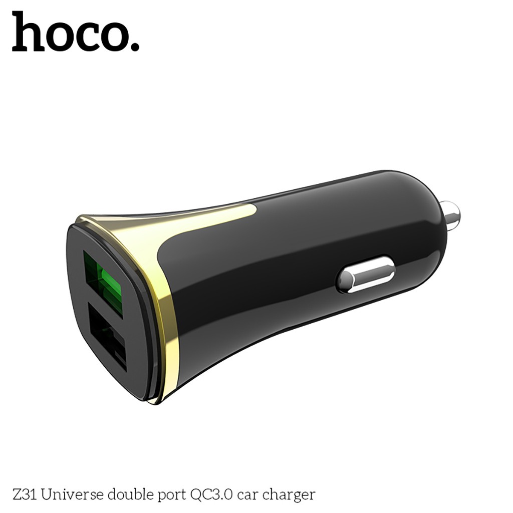 Tẩu Sạc Nhanh Điện Thoại Ô Tô Cao Cấp 2 Cổng USB HOCO Z31 Hỗ Trợ Quick Charge 3.0