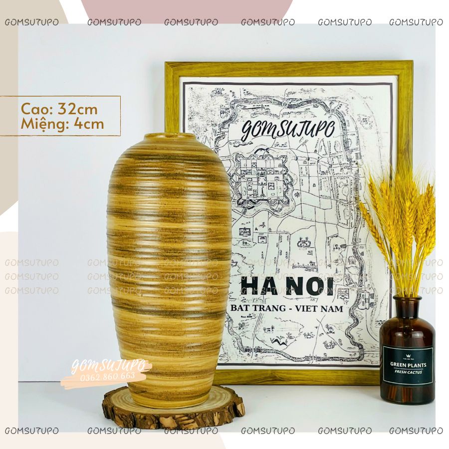 Lọ Hoa Men VÀNG MỘC - Bình Hoa Decor Trang Trí gomsutupo - Gốm Sứ TUPO Bát Tràng