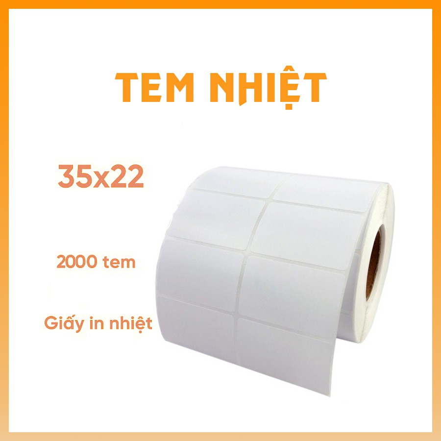 Giấy in tem, in mã vạch nhiệt 2 tem khổ 70x22mm (35x22) 2000 tem