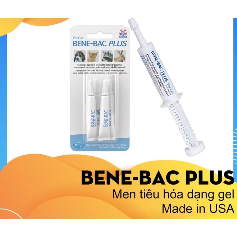 1tuýp gel bene bac plus men tiêu hoá cho chó mèo , chim thỏ