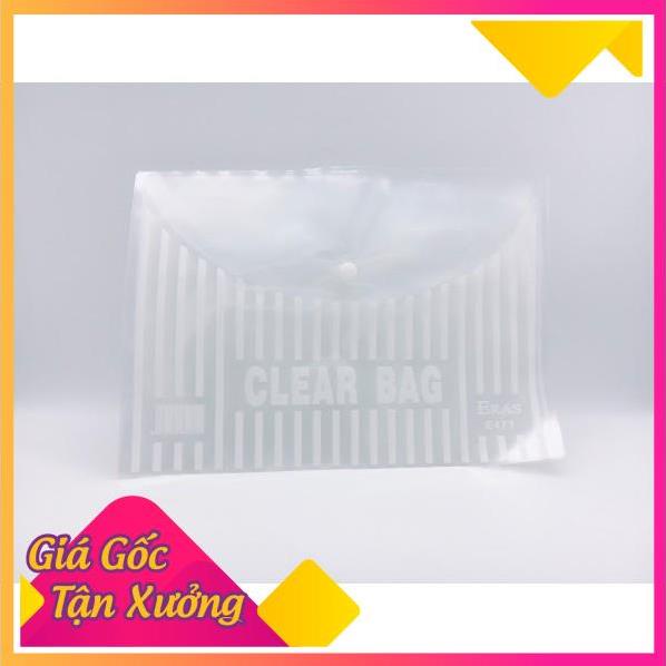 TÚI CÚC A4 TRUNG E471 - Bìa Đựng Tài Liệu Văn Phòng Phẩm A4 Trong Suốt- Túi Cúc Clear Bag Eras