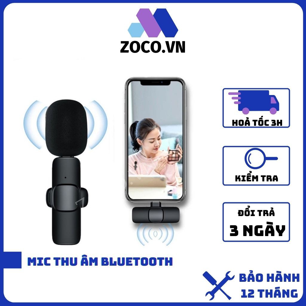 Micro Không Dây Bluetooth Kẹp Ve Áo Với Cổng Type-C Lightning Cho Youtube Phát Sóng Trực Tiếp Điện Thoại Android