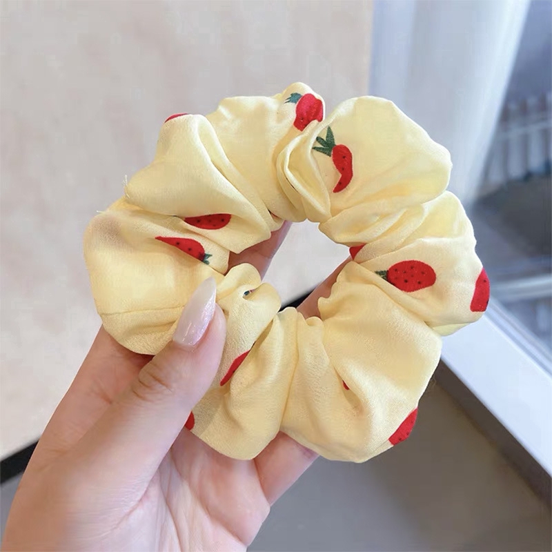 Dây cột tóc họa tiết quả dâu phong cách Hàn Quốc đáng yêu ngọt ngào
