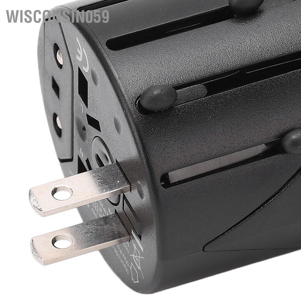 Wisconsin059 Bộ chuyển đổi du lịch đa năng Vỏ chắc chắn Kích thước nhỏ An toàn Hiệu quả Quốc tế Cắm điện 100‑240V