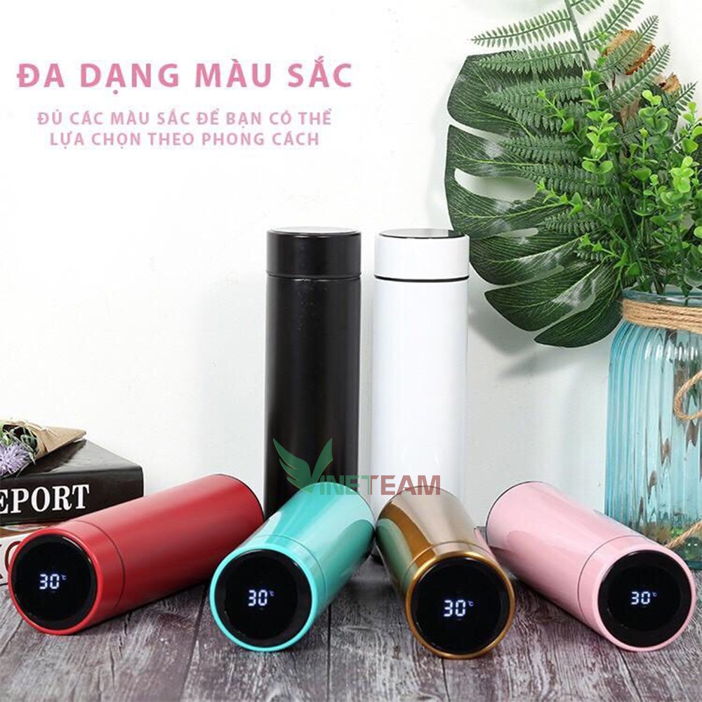 Bình giữ nhiệt có nhiệt kế thông minh 500ml - Bình giữ nhiệt INOX hiển thị nhiệt độ led cao cấp có Bảo Hành -dc4137