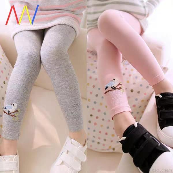 Quần legging thêu họa tiết chim phong cách Hàn Quốc dễ thương thời trang cho bé gái