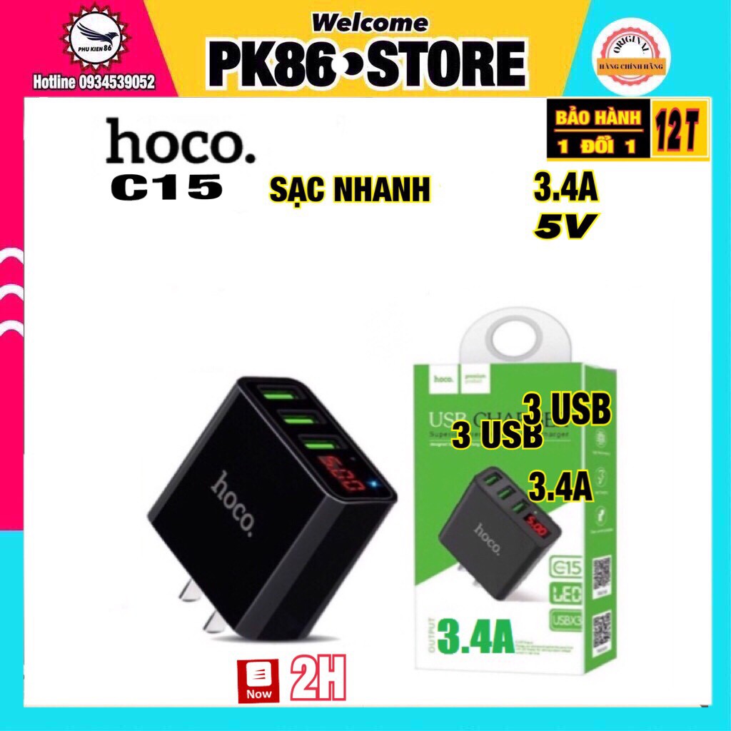 Củ sạc nhanh ip,cốc sạc HOCO C15 5/5s/6/6plus/7/8/7plus/xs/xsmax/11/11pro/11promax/12promax