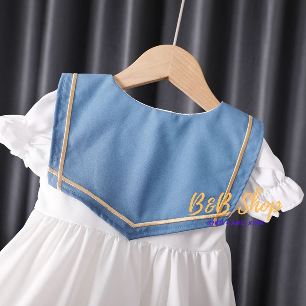 Đầm ThủyThủ Trẻ Em Cao Cấp Váy Thắt  Nơ Lai Bí Phong Cách Thanh Lịch Kiểu Pháp Cho Các Bé Gái Từ 2-8 Tuổi Bao Đổi Trả