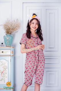 Bộ lụa hoạ tiết Tim Đôi - Lửng