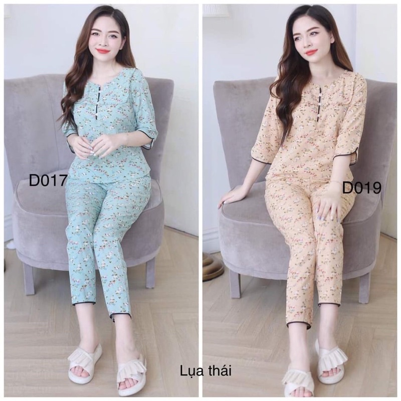 Set Đồ Ngủ Mặc Nhà Tay Ngắn Kiểu Dáng Dễ ThươngXinh Xắn Cho Nữ, chất lụa thái ,