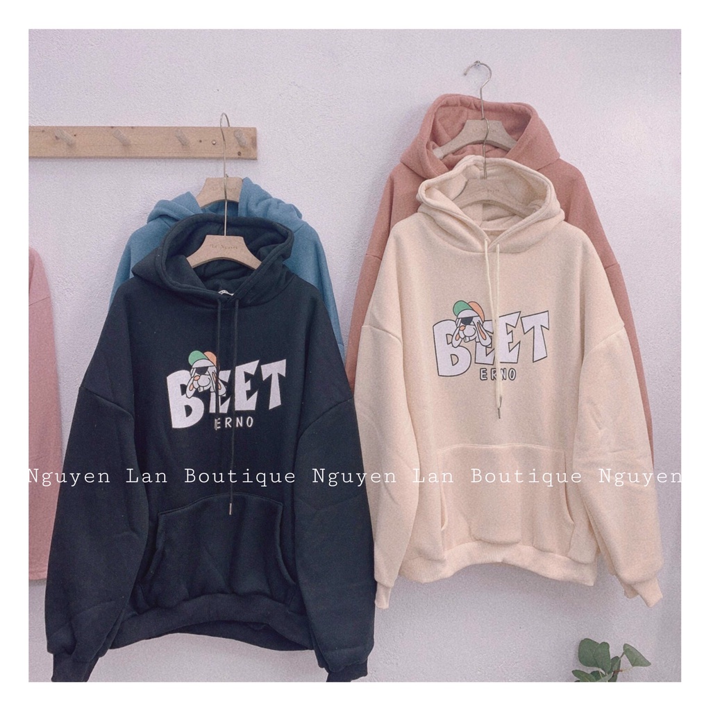 Áo hoodie 3158 nam nữ in chữ BEET hàng quảng châu 2 lớp chất nỉ tàu 100% áo hoodie unisex form rộng NLD432