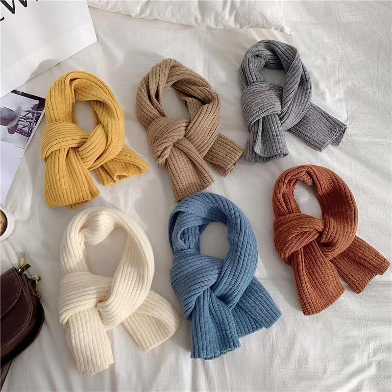Khăn choàng cổ ngắn bằng len màu sắc thời trang phong cách Nhật Bản cho nữ