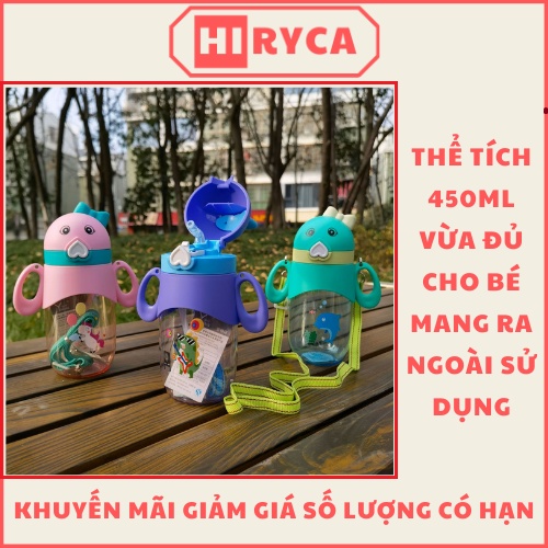 Bình uống nước cho bé, bình nước trẻ em đi học có ống hút cute dễ thương HI.RYCA BNTE01