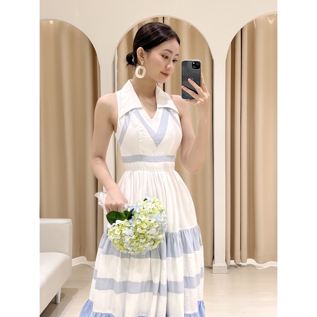 SÒ VINTAGE - CLARA Đầm sát nách phối màu cổ sơ mi | BigBuy360 - bigbuy360.vn