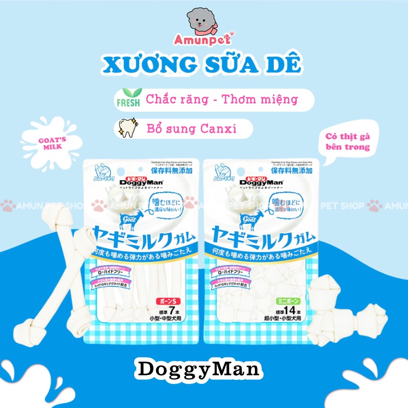 Xương Nơ Sữa Dê DoggyMan Cho Chó Xương Gặm Sạch Răng Bổ Sung Canxi Snack Đồ Ăn Bánh Thưởng Cho Thú Cưng Amun Pet