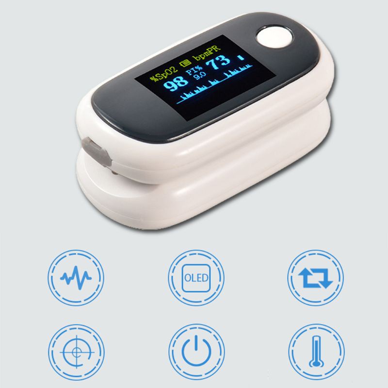 flgo Rechargeable USB Finger Clip Fingertip Pulse Oximeter Blood Oxygen Saturation Heart Rate PI SpO2 PR Monitor Infrared Fast Measurement