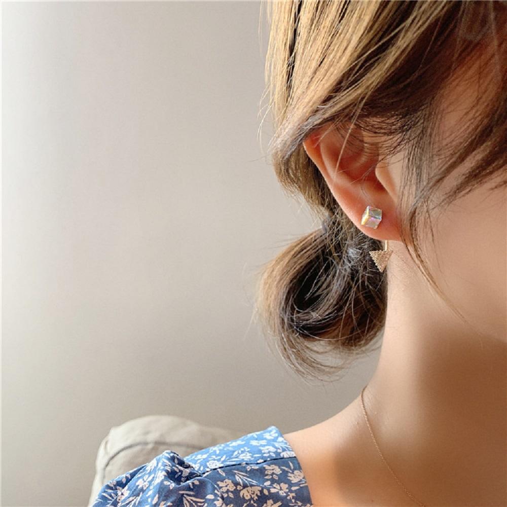 QQMALL Bông Tai Dáng Dài Thiết Kế Độc Đáo Thời Trang Cho Nữ|S925 Vuông