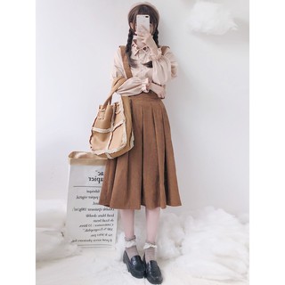 [HÀNG ORDER] [Ảnh thật] Set váy mùa thu nâu vintage - ulzzangwind UL004-1