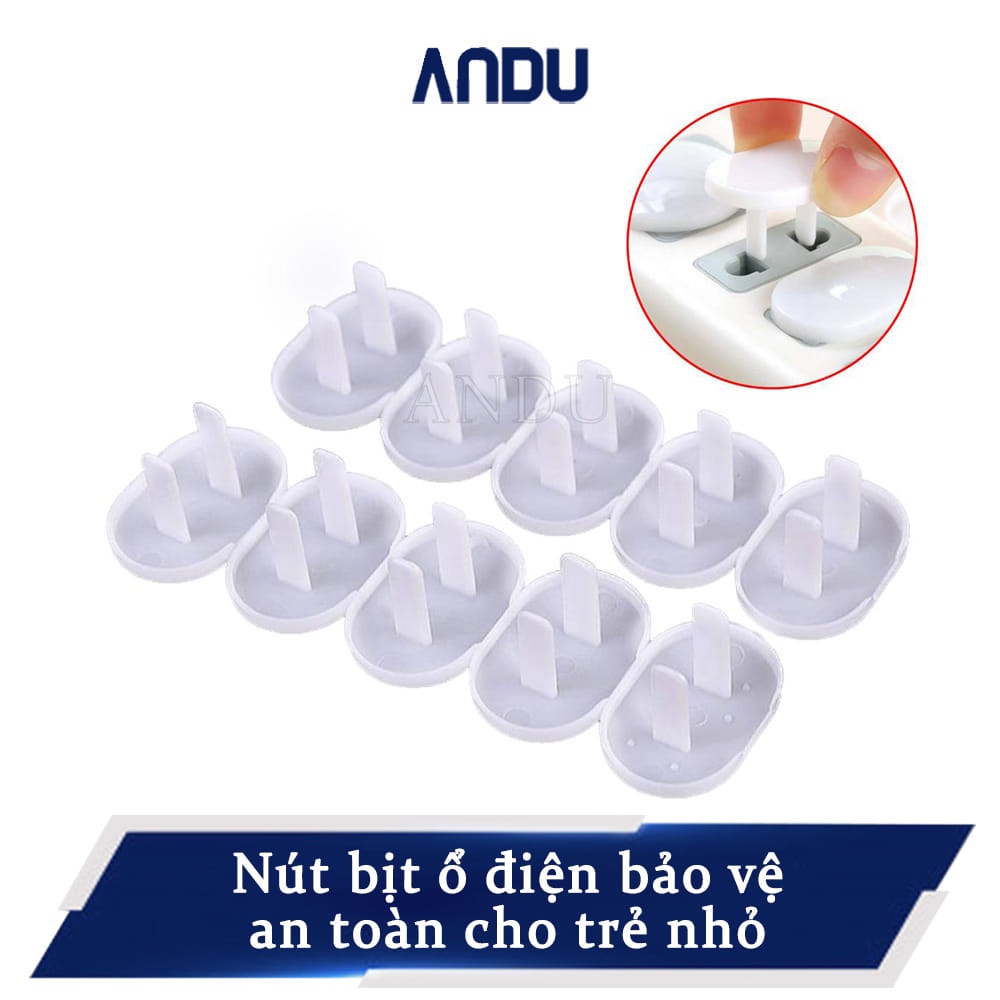 Combo 10 Nút Bịt Ổ Điện 2 Chân, 3 Chân cao cấp,Chống Giật, Nhỏ Gọn Chắc Chắn Cho Bé