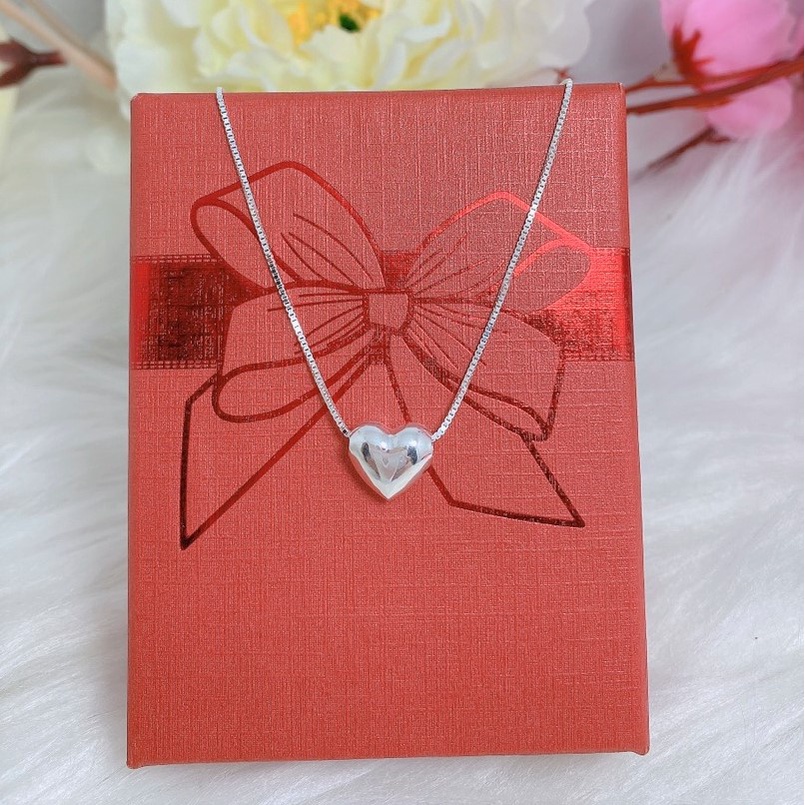 Dây chuyền bạc nữ mặt hình trái tim trơn Evasilver, Vòng cổ chất liệu bạc ta mẫu đơn giản nhẹ nhàng