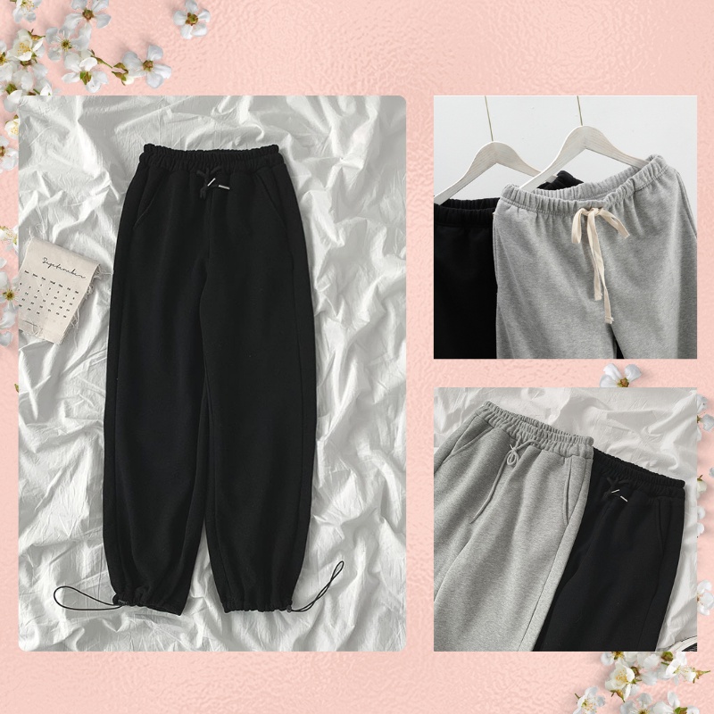 Quần Jogger Nỉ Nữ, Quần Ống Rộng Nữ Bo Ống Simple Cạp Chun Êm Ái - MSP Q04