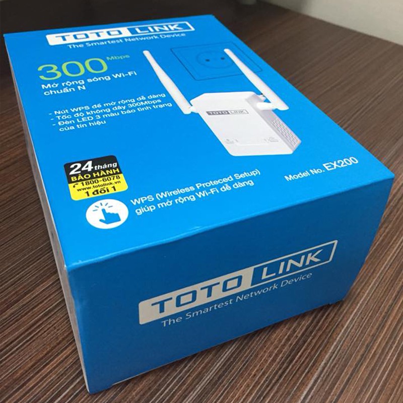 Bộ Mở Rộng Sóng Wifi Totolink EX200 Chuẩn N Tốc Độ 300Mbps - Hãng phân phối chính thức