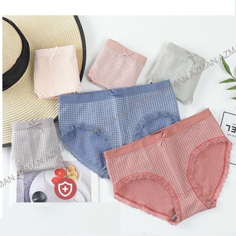 Quần Lót Nữ Cotton Viền Ren Kháng Khuẩn,Quần chip nữ Kẻ ô Cao Cấp Nhiều Màu Dễ Thương QL04