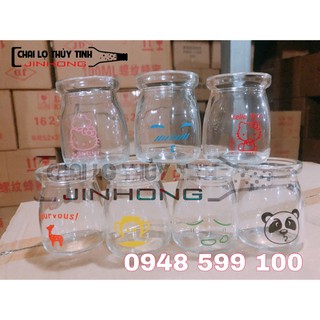 Combo 10 hũ thuỷ tinh đựng yaourt 100ml in hình
