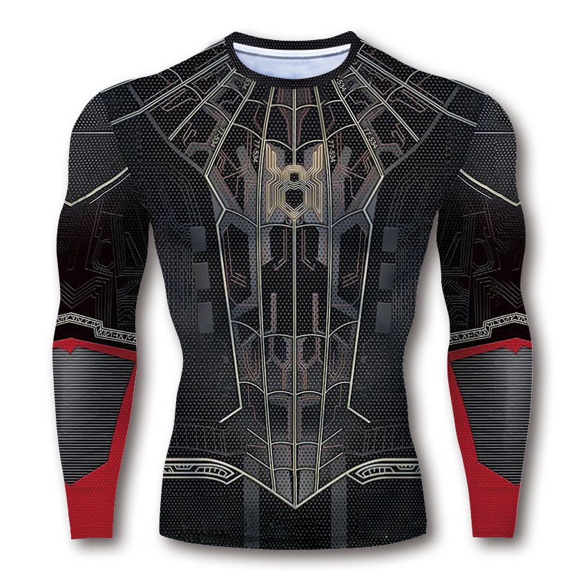 Áo thun thể thao HUQISHA ôm dáng in họa tiết 3d Spider-Man thời trang mới