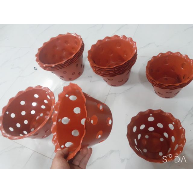 [10] Chậu nhựa trồng lan giả gốm, đất nung , Chậu nhựa giả đất chuyên dùng cho lan
