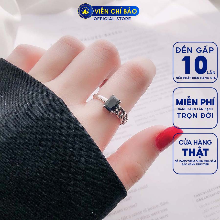 Nhẫn bạc nữ Xích Đá Đen chất liệu bạc Thái 925 thời trang phụ kiện trang sức nữ Viễn Chí Bảo N000035