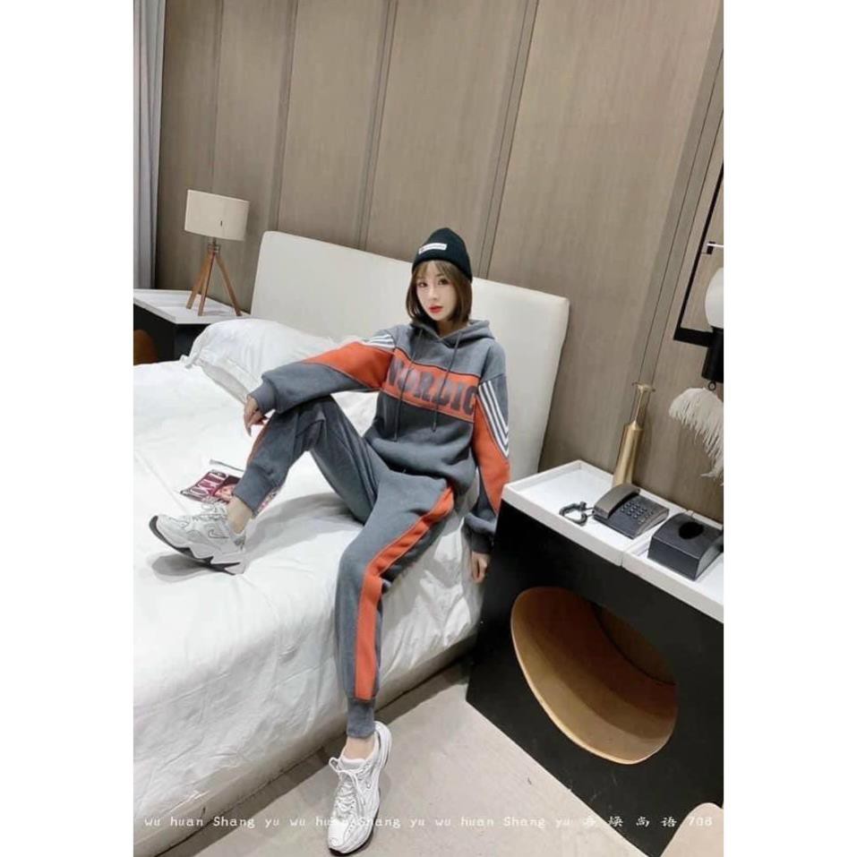 Bộ Thể Thao Nữ, Bộ Nữ Thu Đông Dài Tay Kèm Mũ Chất Vải Thun Da Cá Hàng Cao Cấp Bao Đẹp. | BigBuy360 - bigbuy360.vn