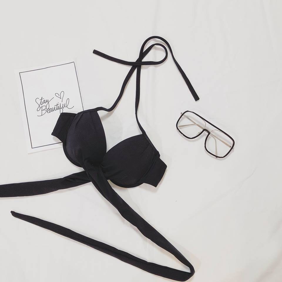 Bikini áo bơi gọng emily đen BA180007F1 + Quần cạp thấp đan to BQ180006F1 | BigBuy360 - bigbuy360.vn