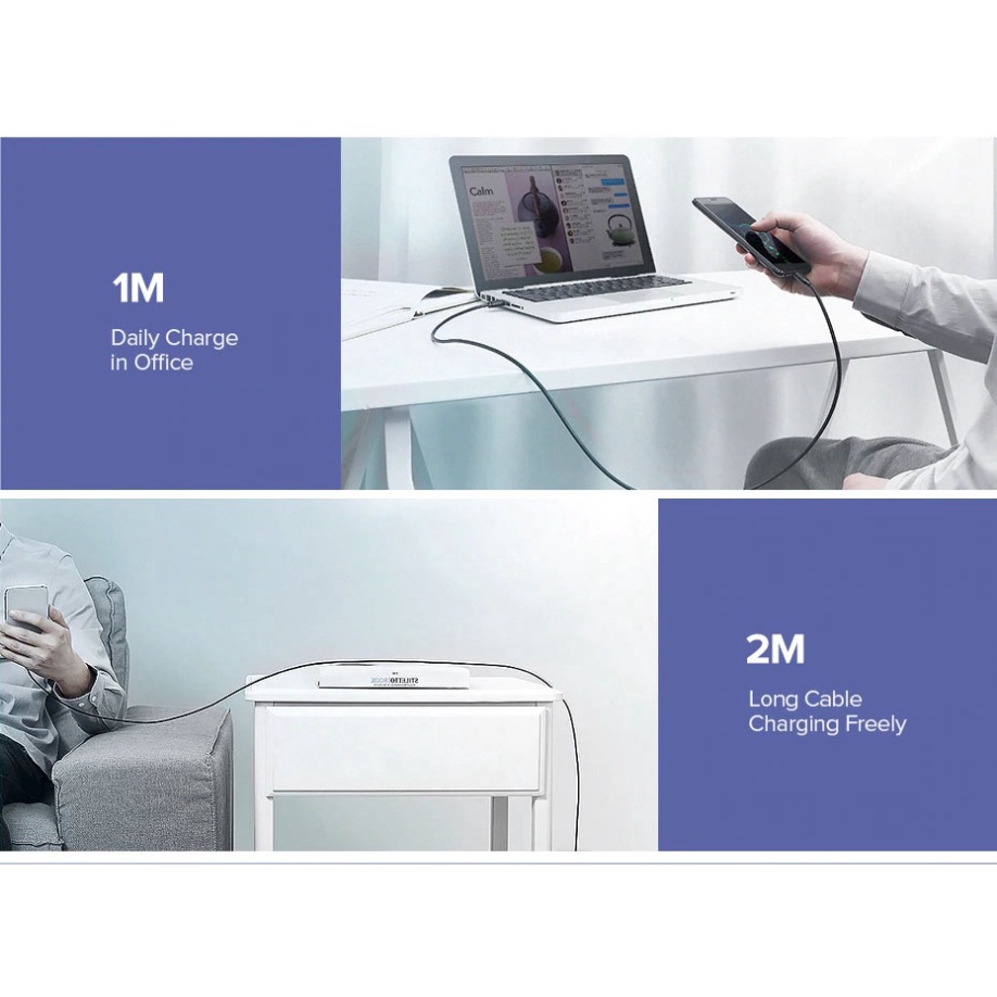 Cáp Sạc Nhanh 3A QC 3.0 Cổng Micro USB UGREEN US290 - Dây Bện Lưới BH 18T Chính Hãng