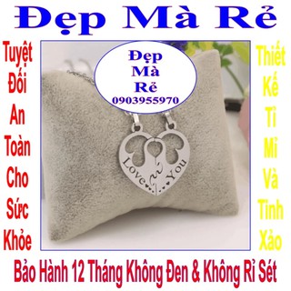 Vòng cổ đôi tình yêu 2 mảnh ghép trái tim khắc chữ LOVE/YOU - Giá bán trên là 1 cặp