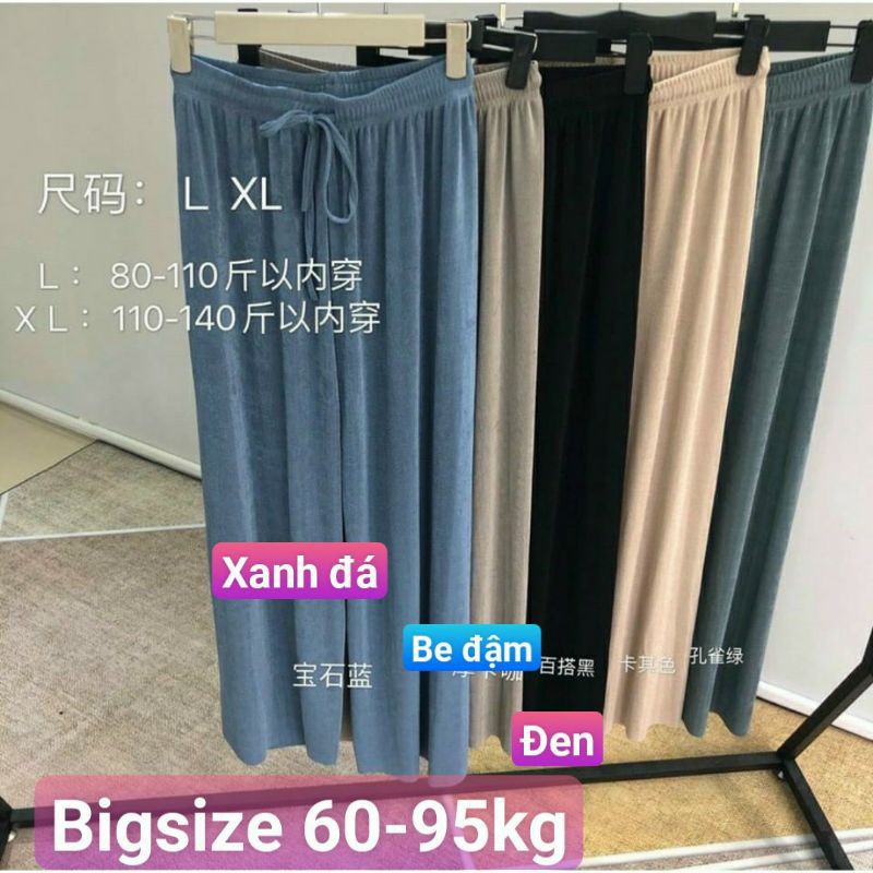 Quần ống rộng BIGSIZE tăm mát gọn dáng-dài chân 60-90kg MS88