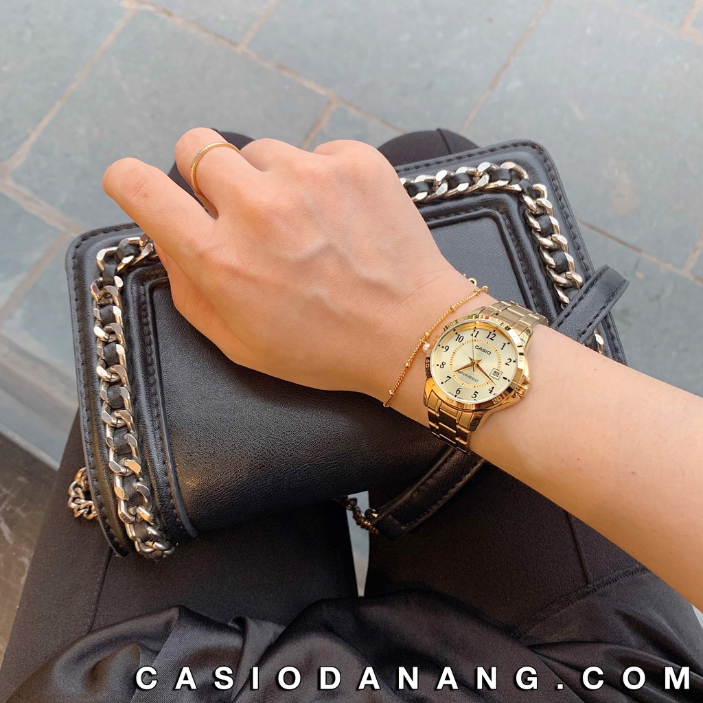 Đồng hồ nữ dây kim loại Casio chính hãng Anh Khuê LTP-V004G-9BUDF (30mm)
