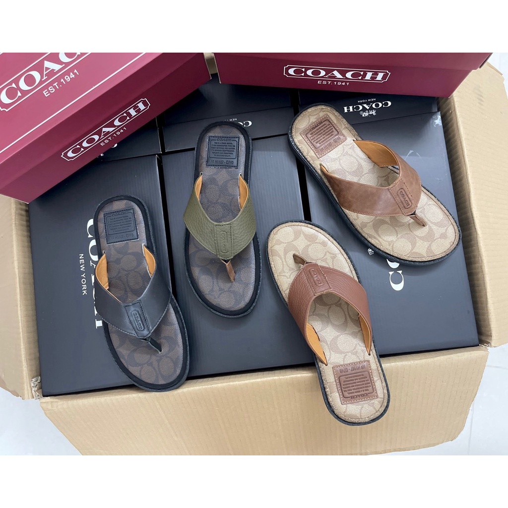 Dép Kẹp Da Coach Xỏ Ngón Cao Cấp, Thiết Kế Hiện Đại