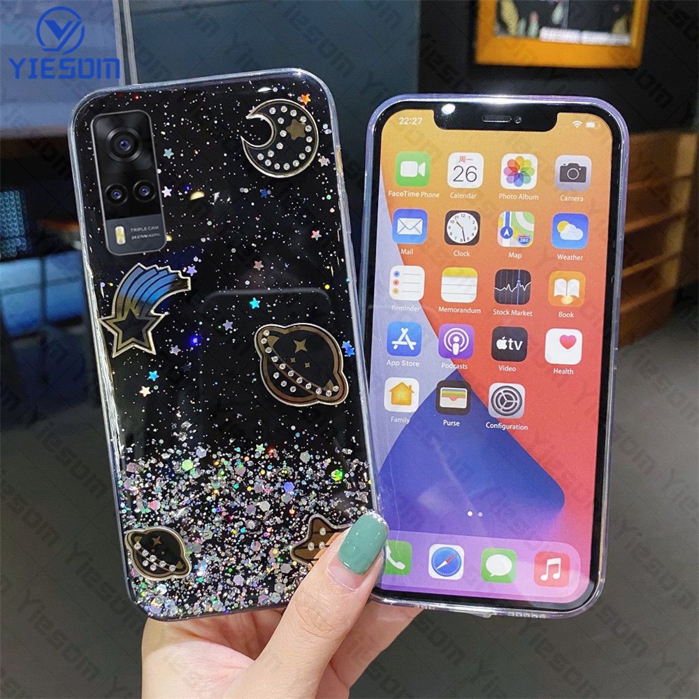 Ốp Điện Thoại Silicon Trong Suốt Lấp Lánh Sang Trọng Vivo Y51 2020 Y31 2021 Y51A Y53S Y50 Y30 Y30i Y19 Y5S Y95 Y93 Y91 Y91C Y1S Y85 V9 Y71 Y73 Y79 Y67 V5