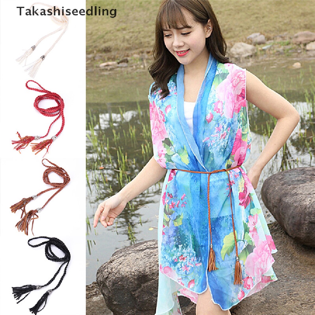 Thắt lưng dây da PU mỏng phối tua rua phong cách boho đơn giản thời trang cho nữ | BigBuy360 - bigbuy360.vn