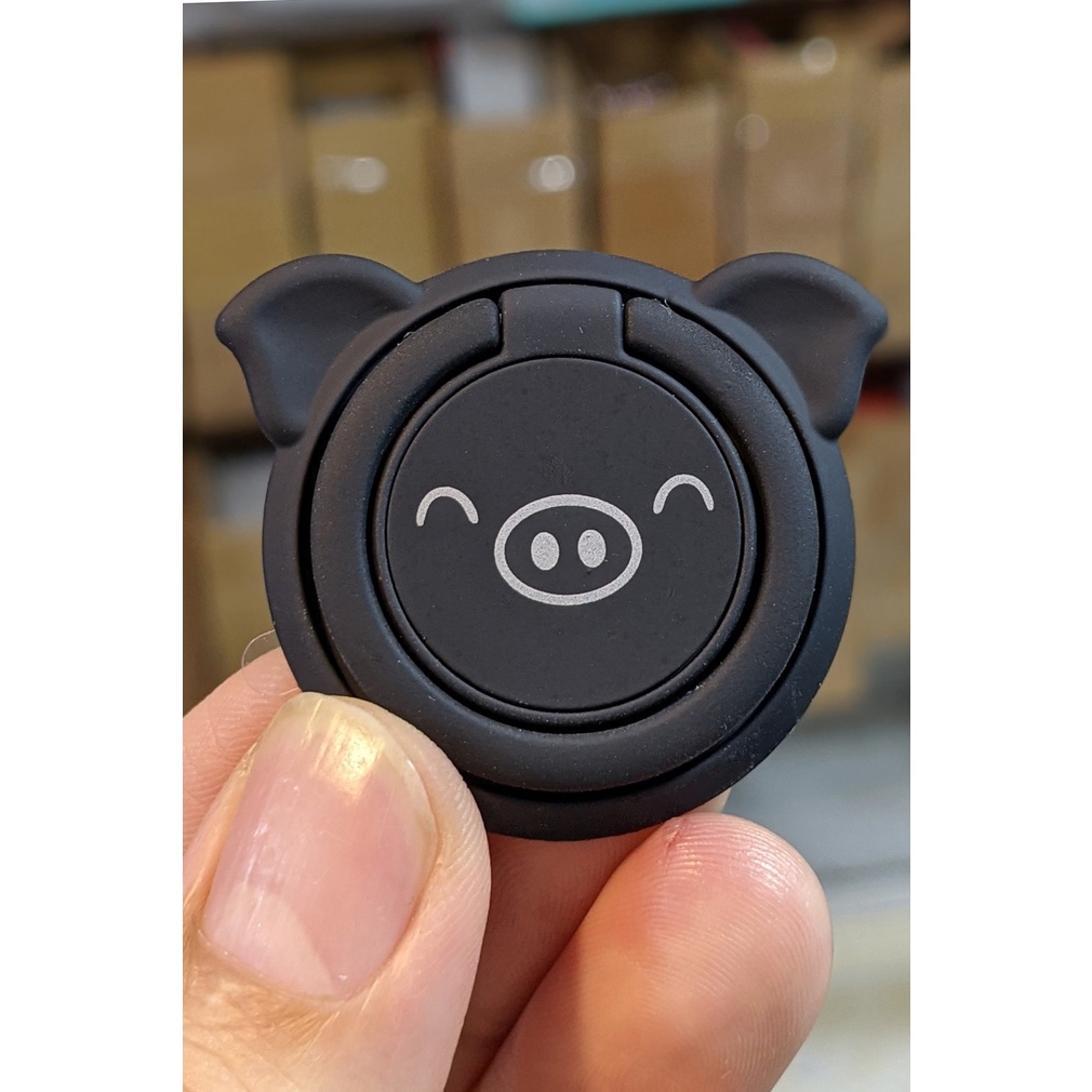 IRing Nhẫn Đeo Tay, Đỡ Điện Thoại Xoay 360 Hình Heo Cute