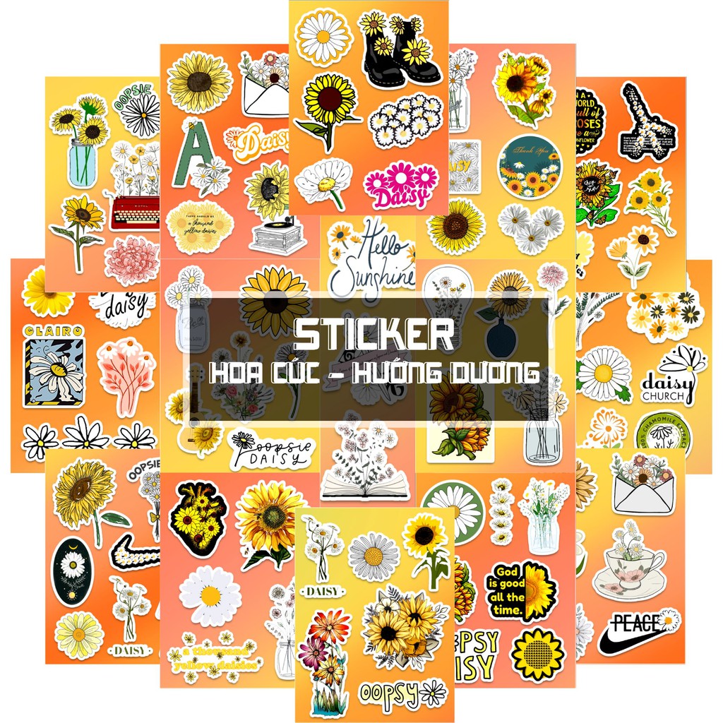 Sticker Chủ Đề Hoa Dán Sổ Tay , Làm Take Notes , Bullet Journal