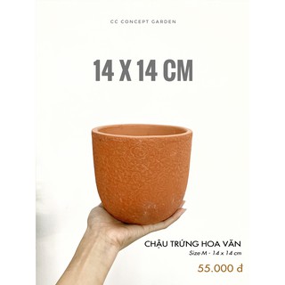 Chậu Đất Nung - Hoa văn 14x14cm (Inbox để chọn hoa văn)