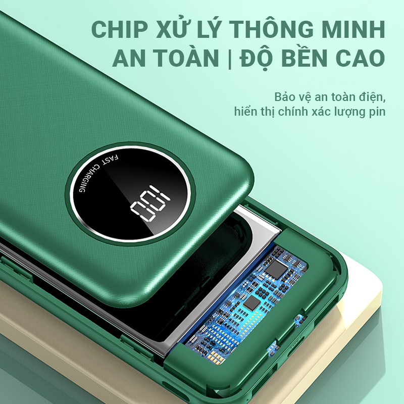 Pin sạc dự phòng tích hợp sẵn 4 cáp sạc YM-343 15000mAH,sạc cùng lúc được nhiều điện thoại