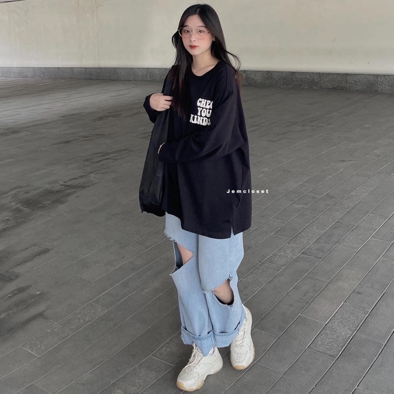 Áo nỉ cổ tròn CHECK REALLY in 2 mặt TTA877