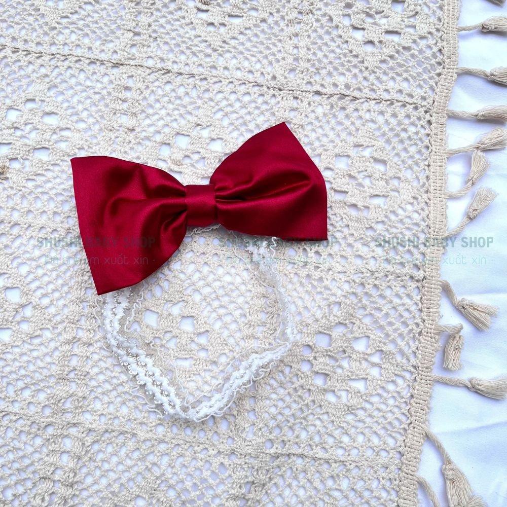 Cài tóc nơ, băng đô, tuaban nơ cho bé màu hồng trắng đỏ handmade SHUSHI