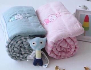 Chăn trần bông kẻ cotton